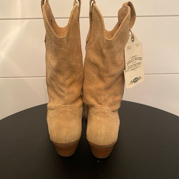 NWT Telluride Clothing Company Women Tan Suede Western Cowboy Boots Size 6 - Picture 4 of 9